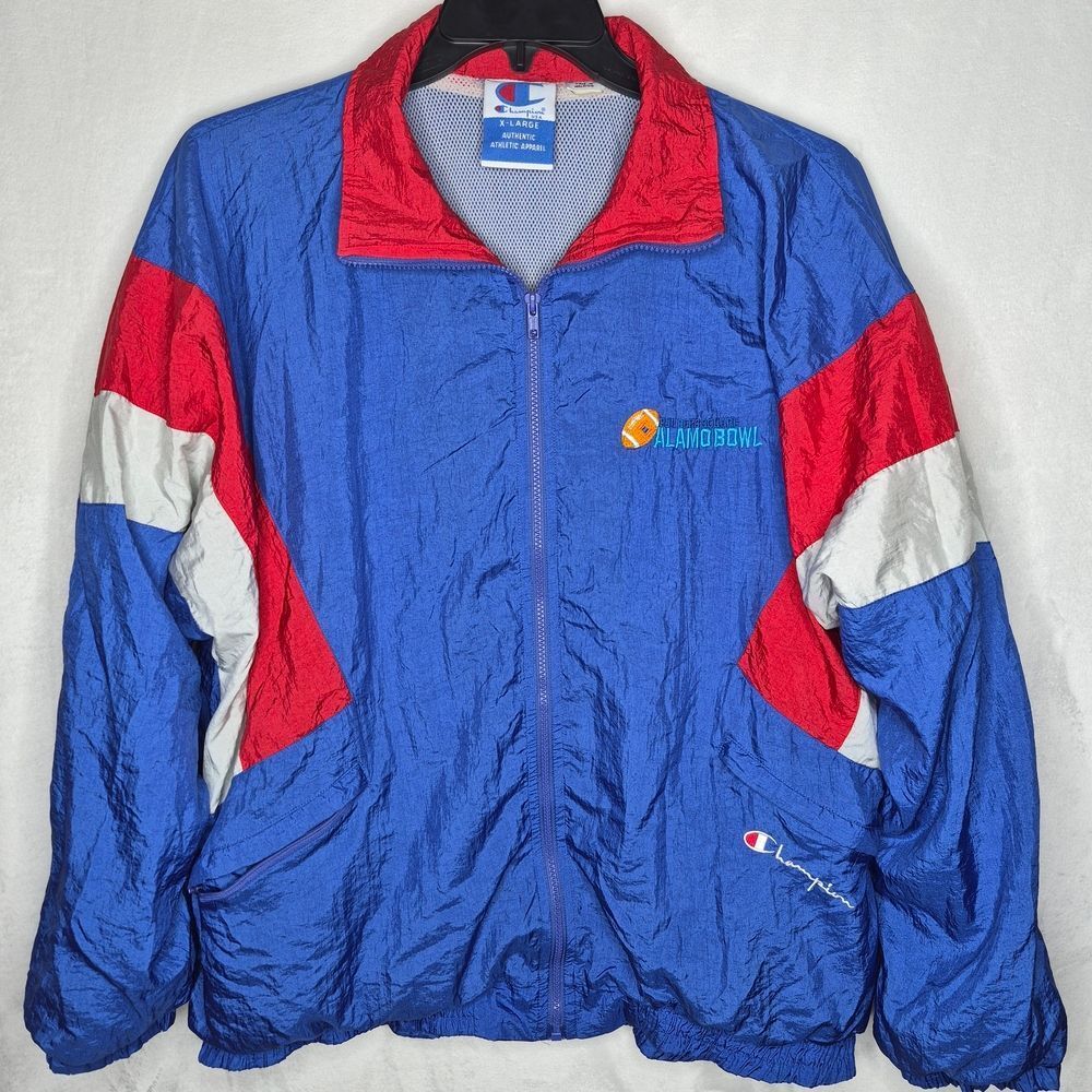 Vintage 90s Champion‎ USA Windbreaker Jacket XL Alamo Bowl Buildersquare